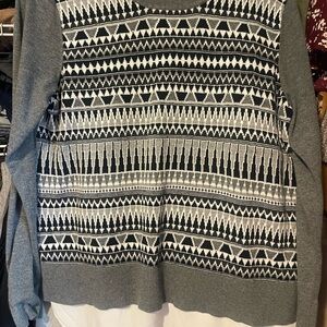 Gray and White Patterned Sweater